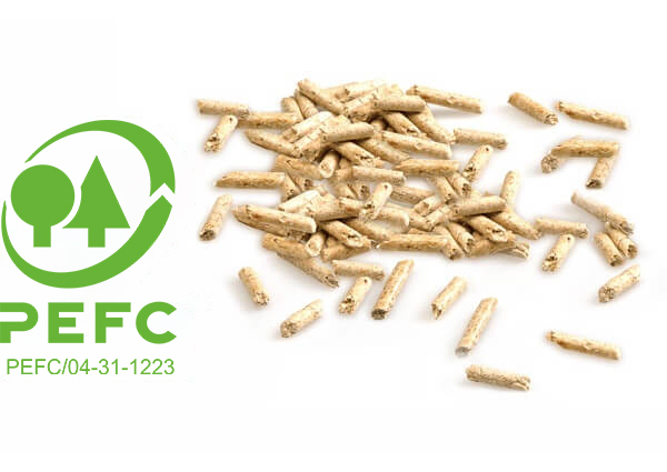 Smart Pellets Streu im Detail mit PEFC Logo